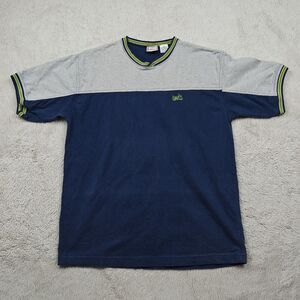 Vintage 90s Levi's Authentic Jeanswear T-shirt Women M Blue Green Trim Geek Y2K